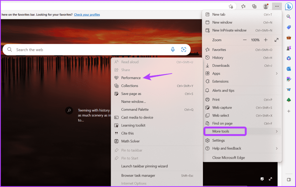 More tools option in Edge