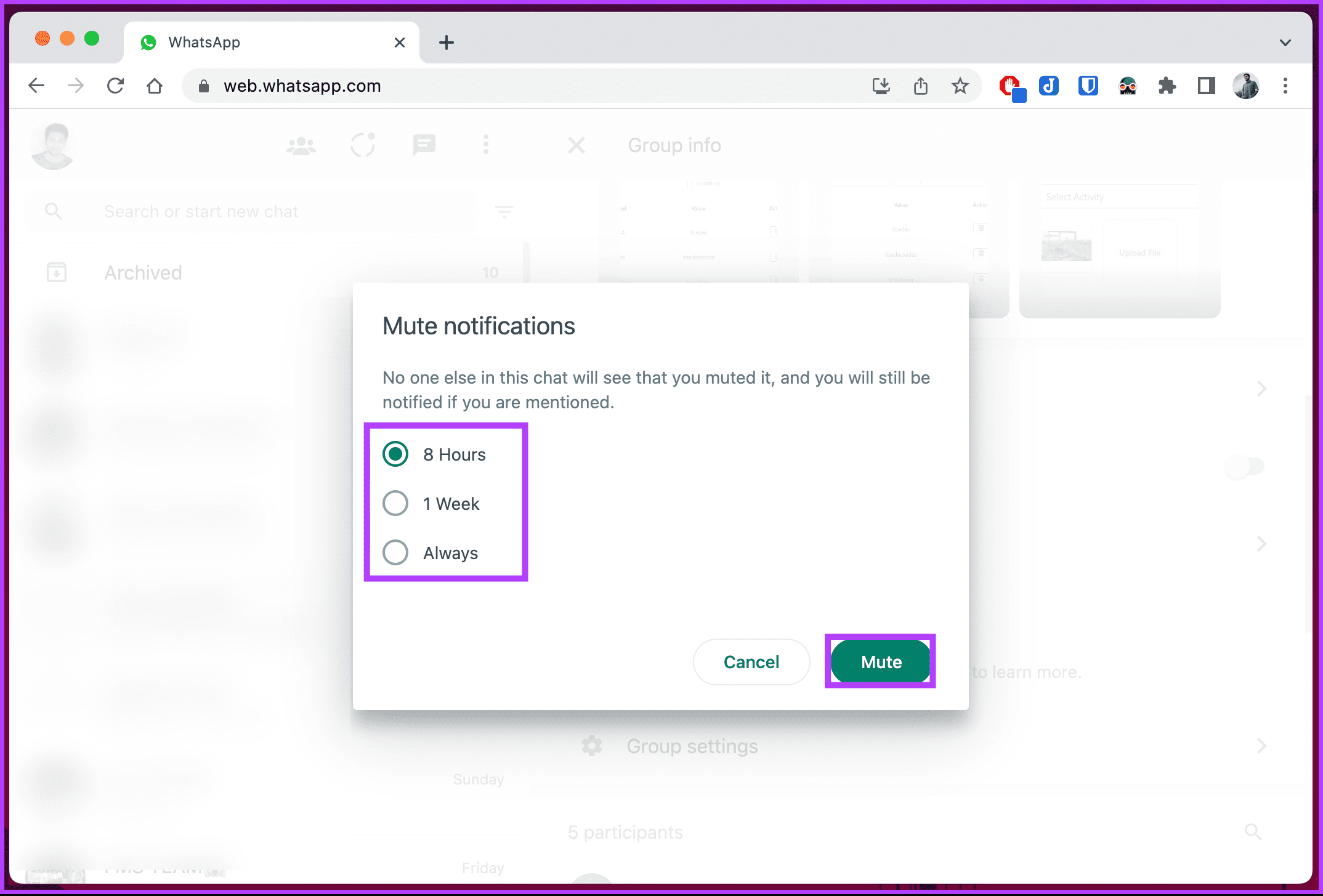 select the Mute button