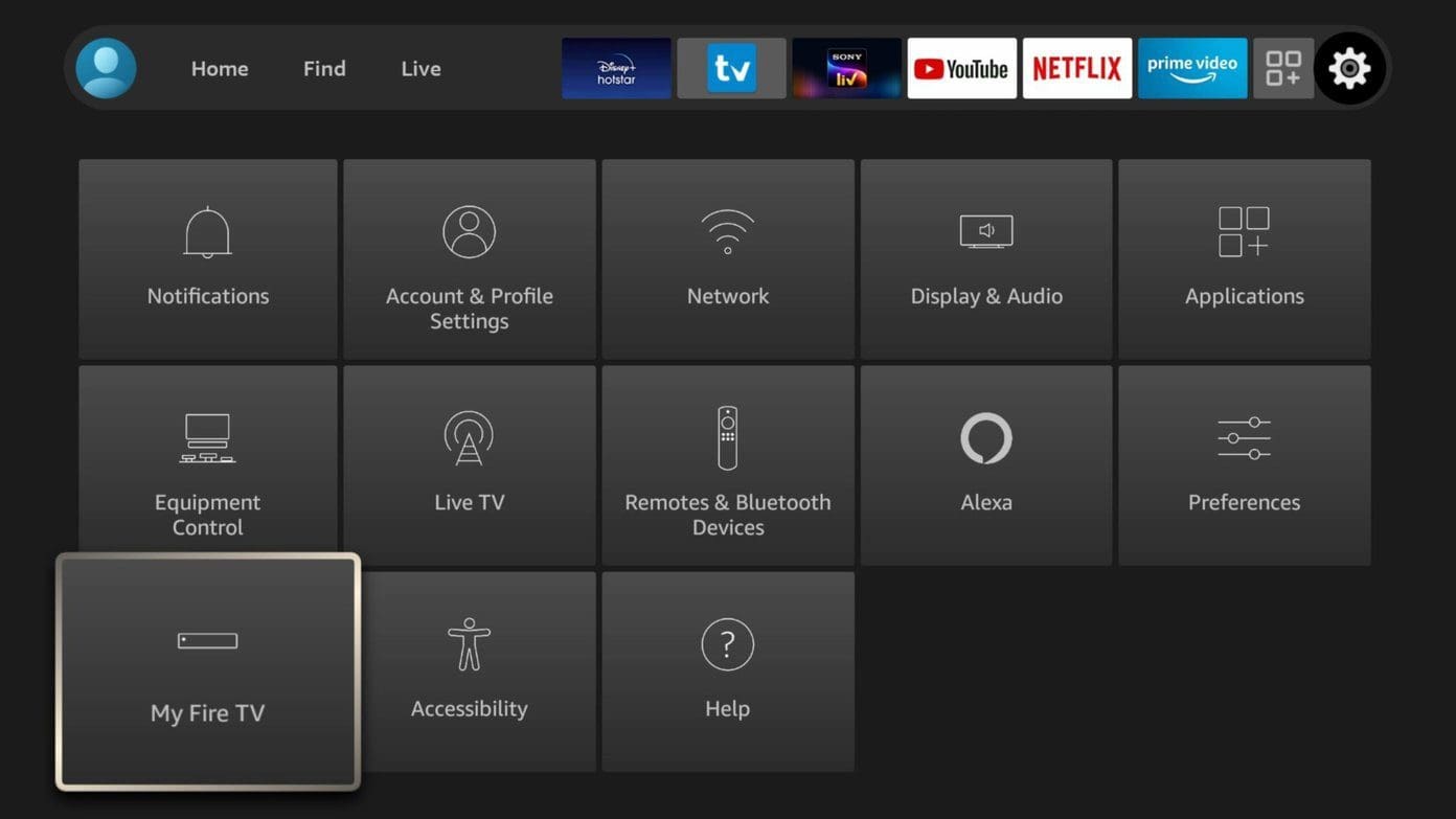 My Fire TV menu