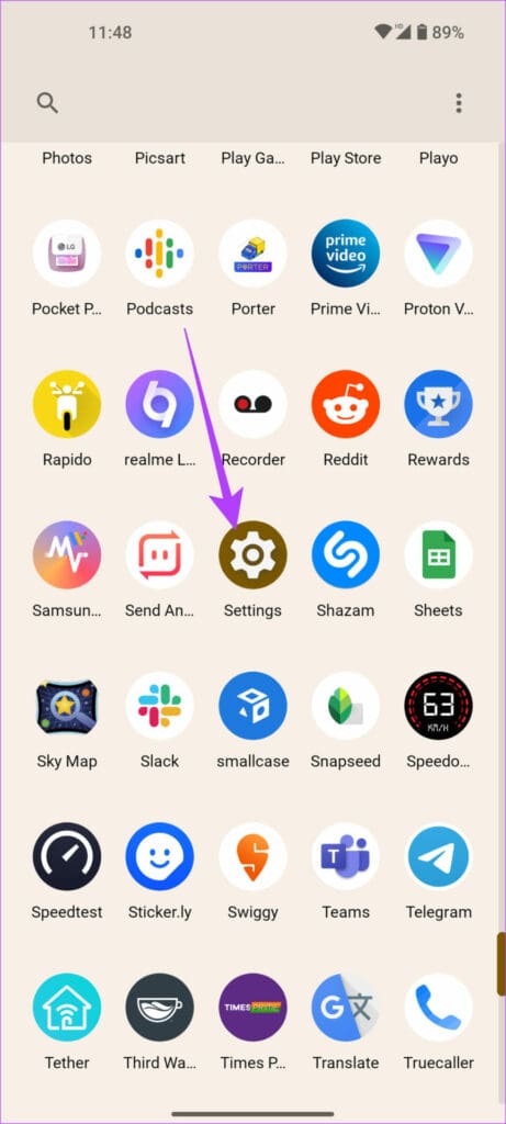 Open Settings app
