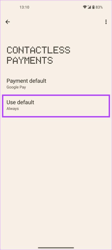 Use default app settings