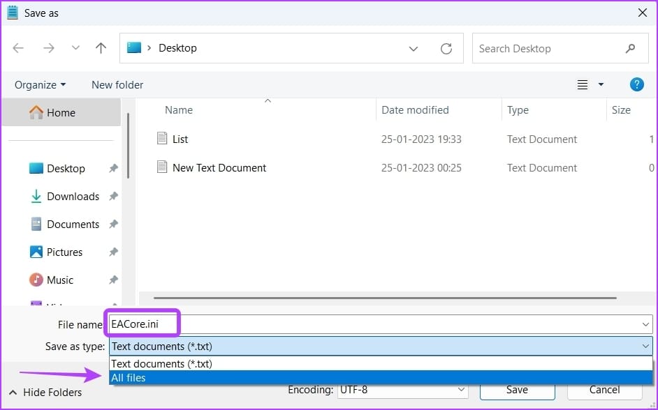 Naming file in Notepad