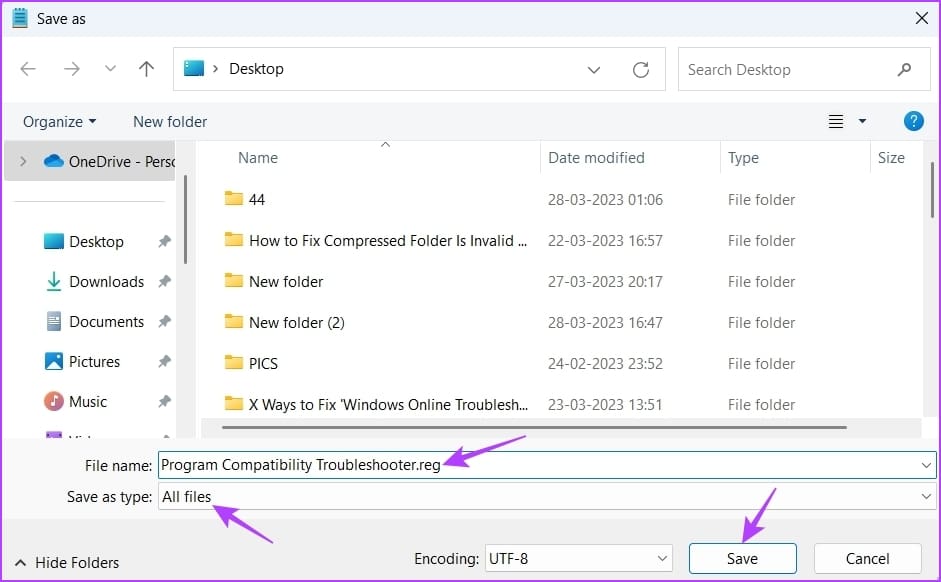 Naming the file in Notepad