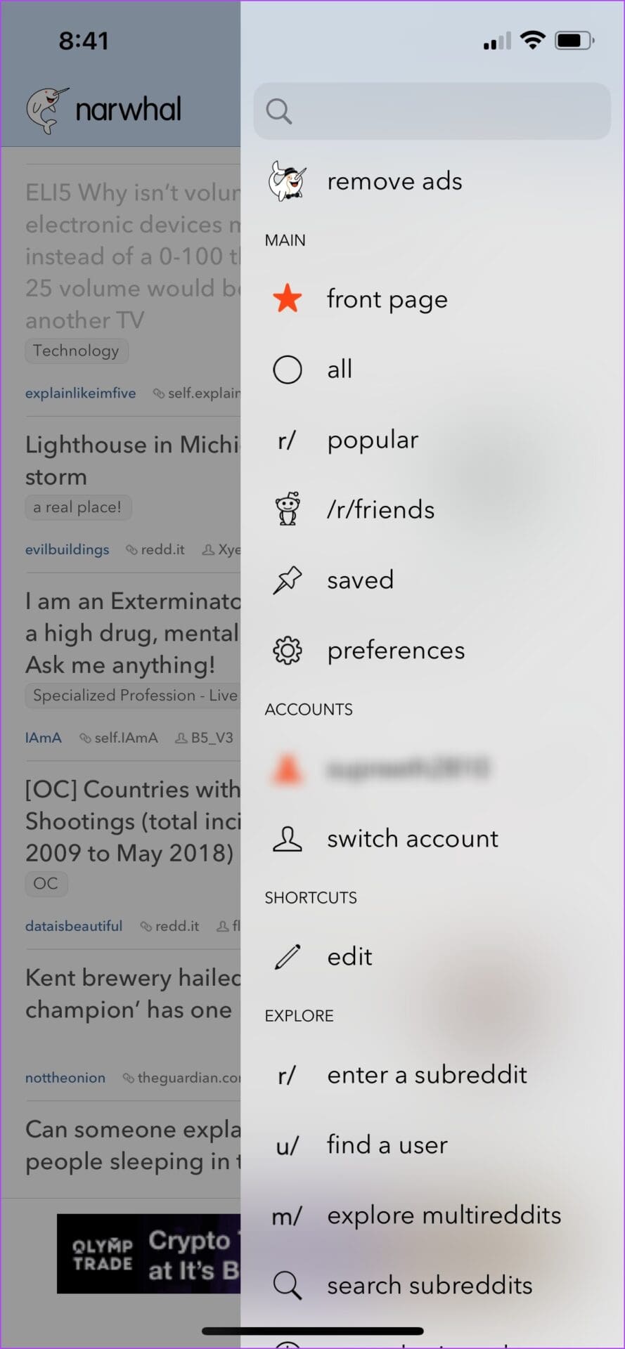 Narwhal Menu