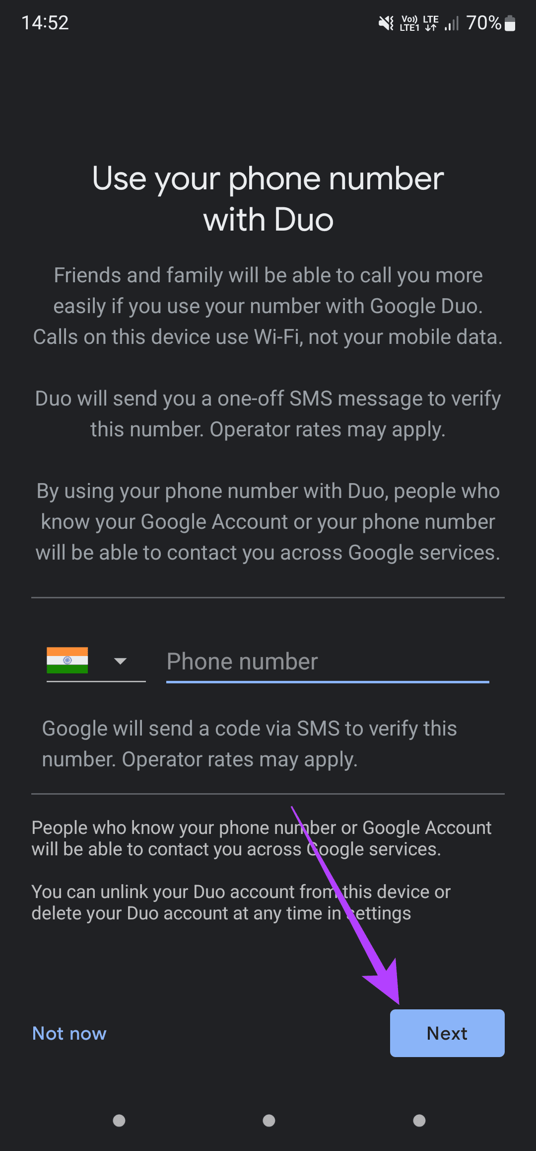 Enter phone number