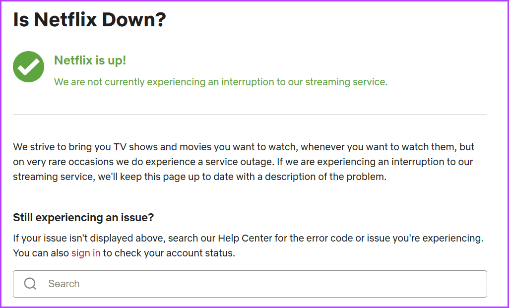 Checking Netflix server in Netflix server status page