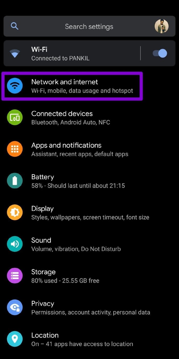 Network Settings on Android