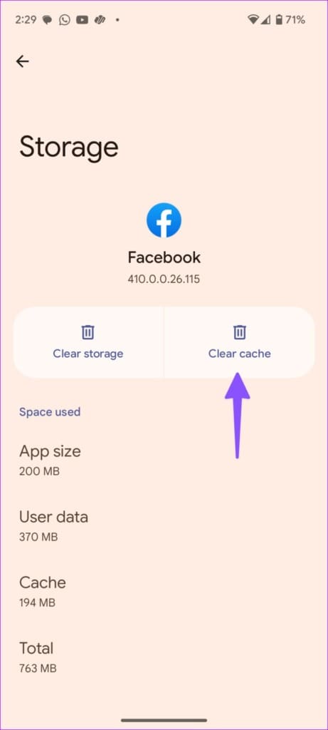 clear facebook cache