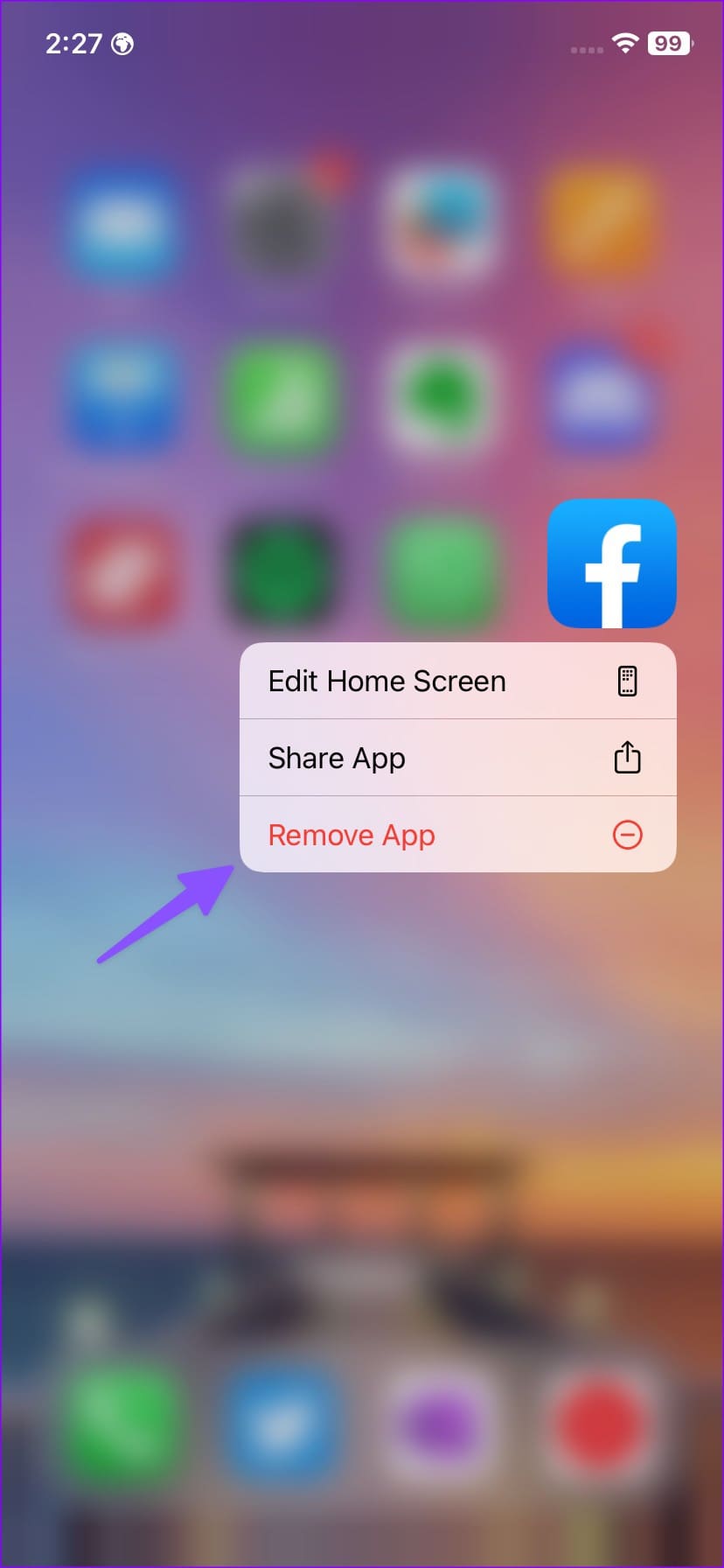 remove facebook on iPhone