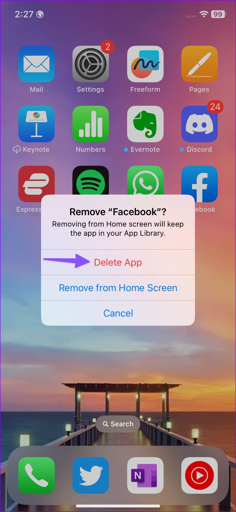 delete facebook on iPhone