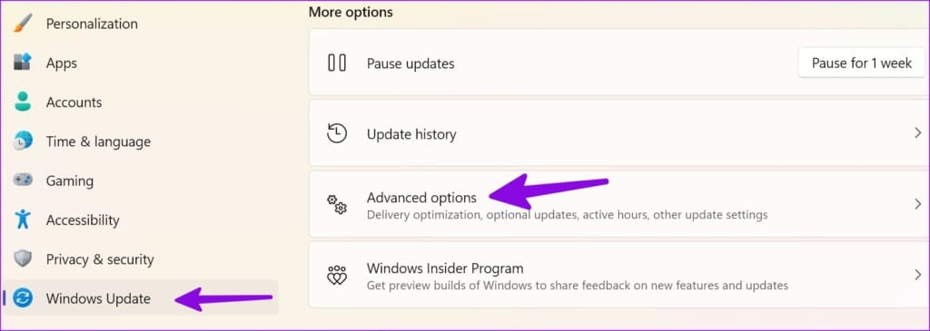 open advanced options on Windows