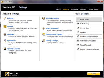 Norton Settings Screen1