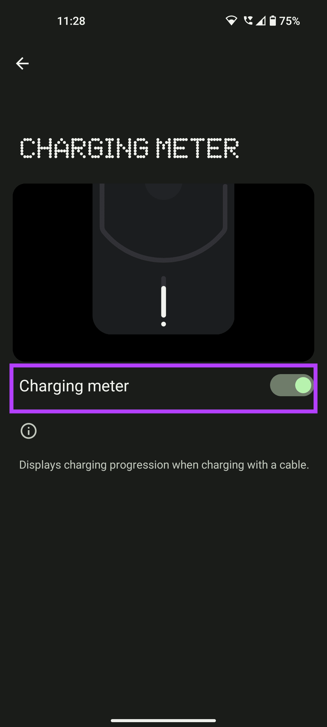 Enable charging meter