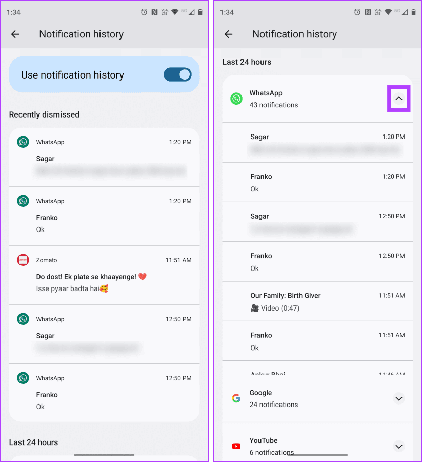 Notification History on Android