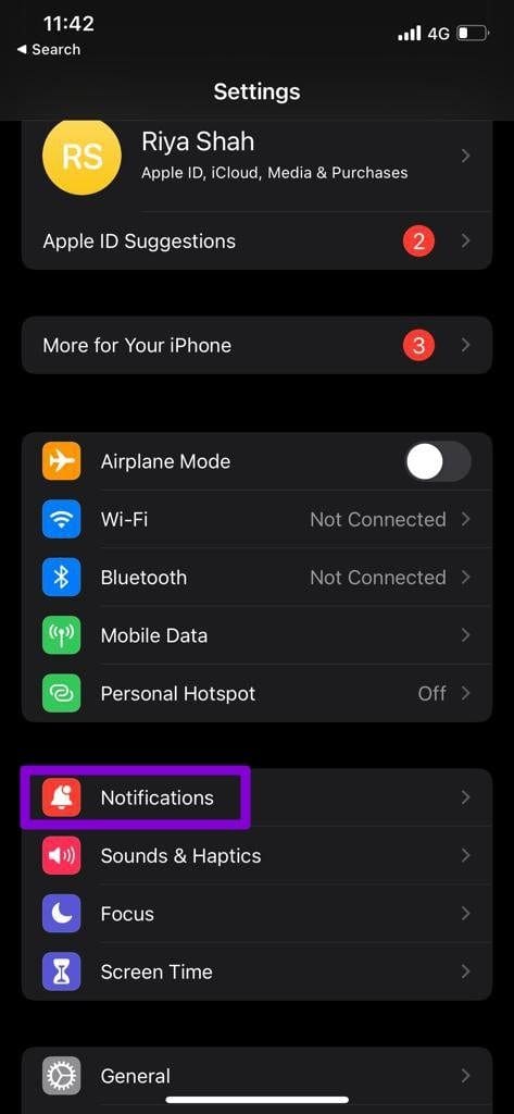 Notification Settings on i Phone
