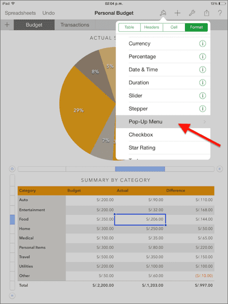 Numbers I Pad Sliders Pop Up
