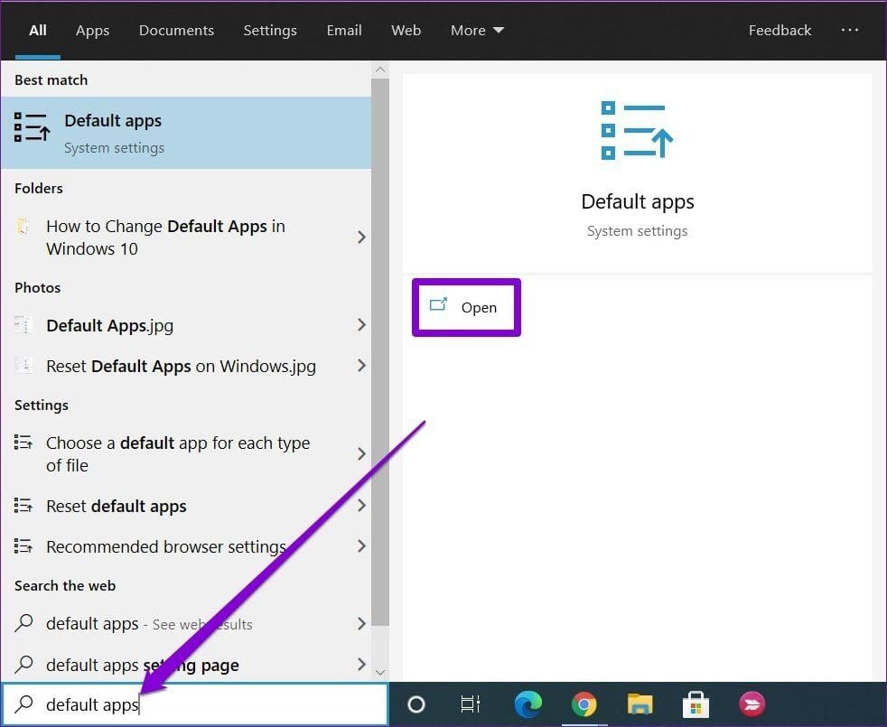 Open Default Apps Settings