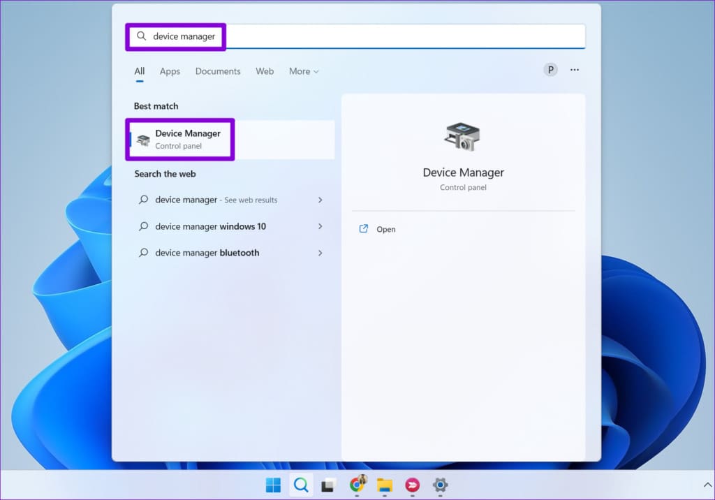 Open Device Manager on Windows