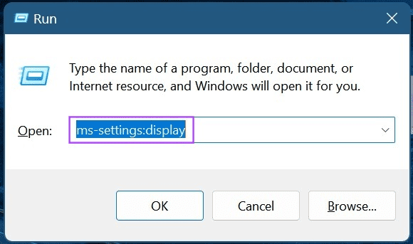 Open display settings using Run