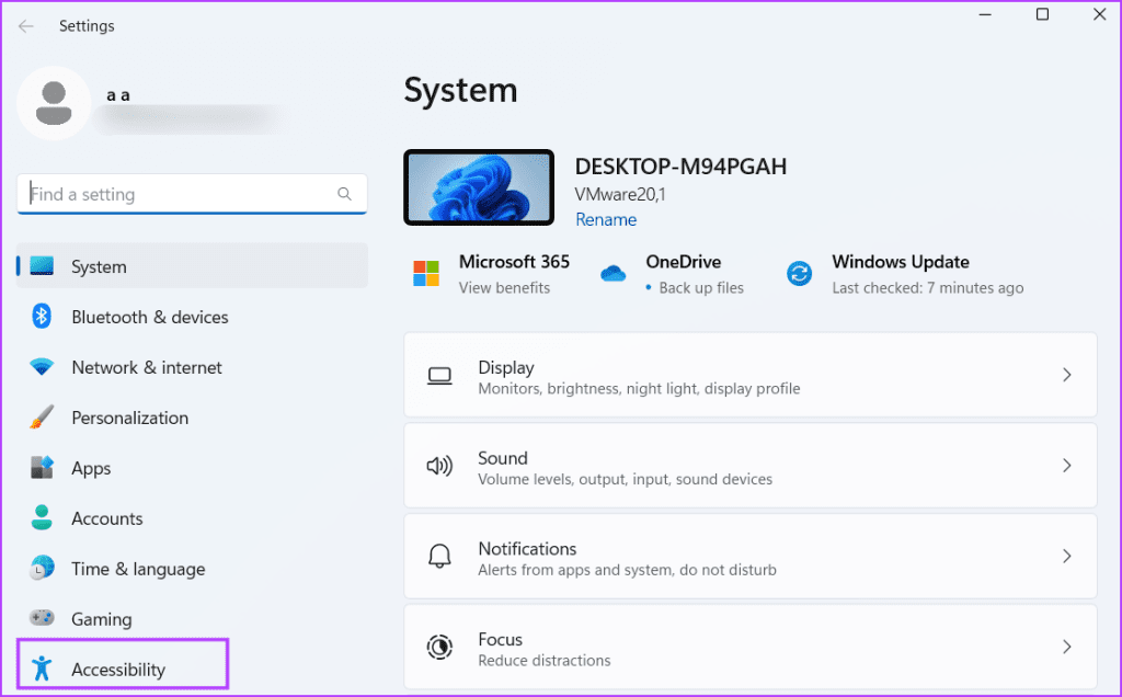 Accessibility section in Settings App