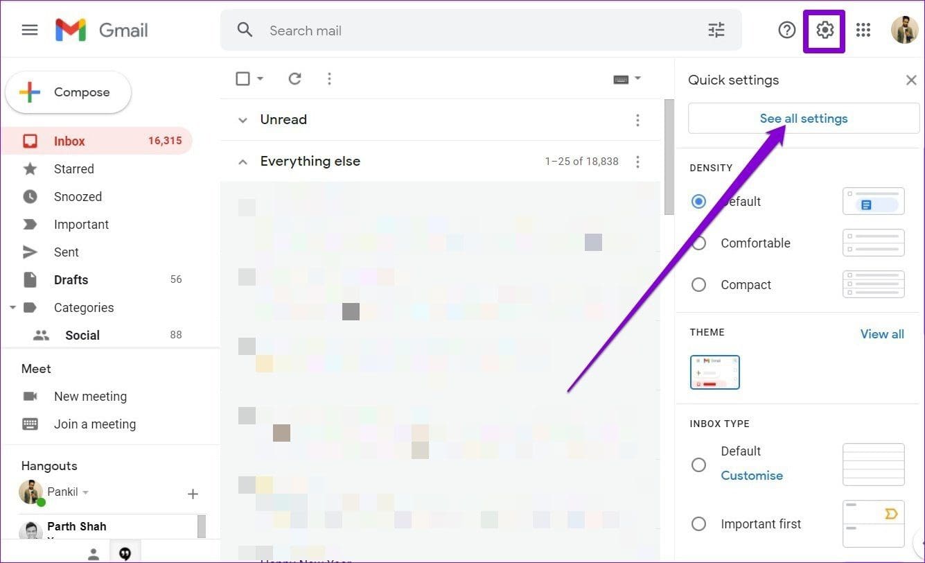 Open Gmail Settings
