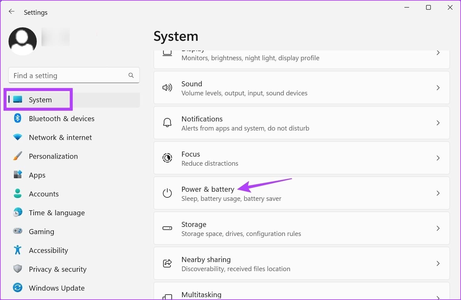 Open Power Settings