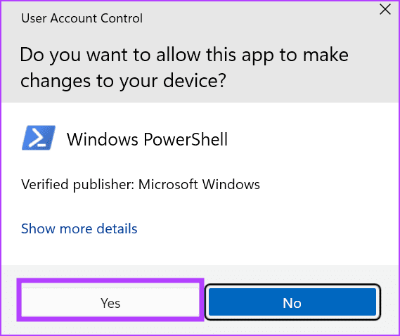 User account control window