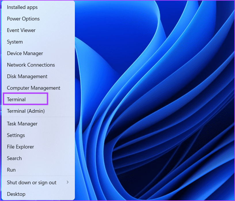 Power user menu