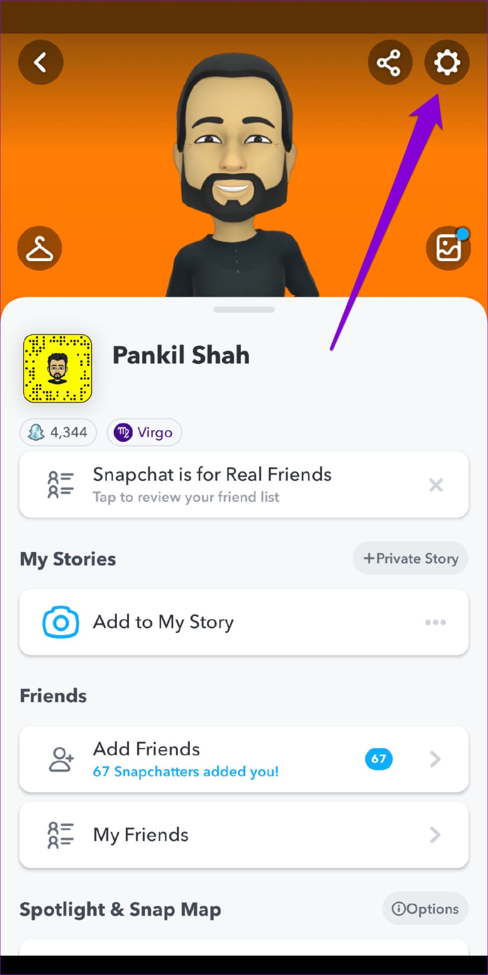 Open Snapchat App Settings