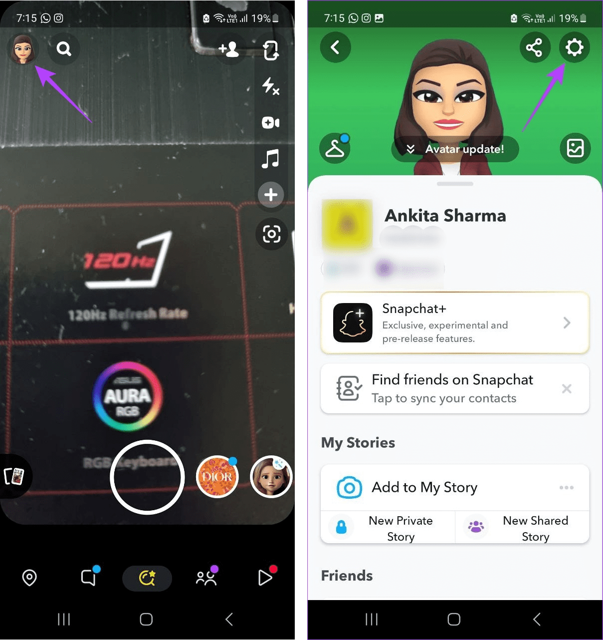 Open Snapchat Settings