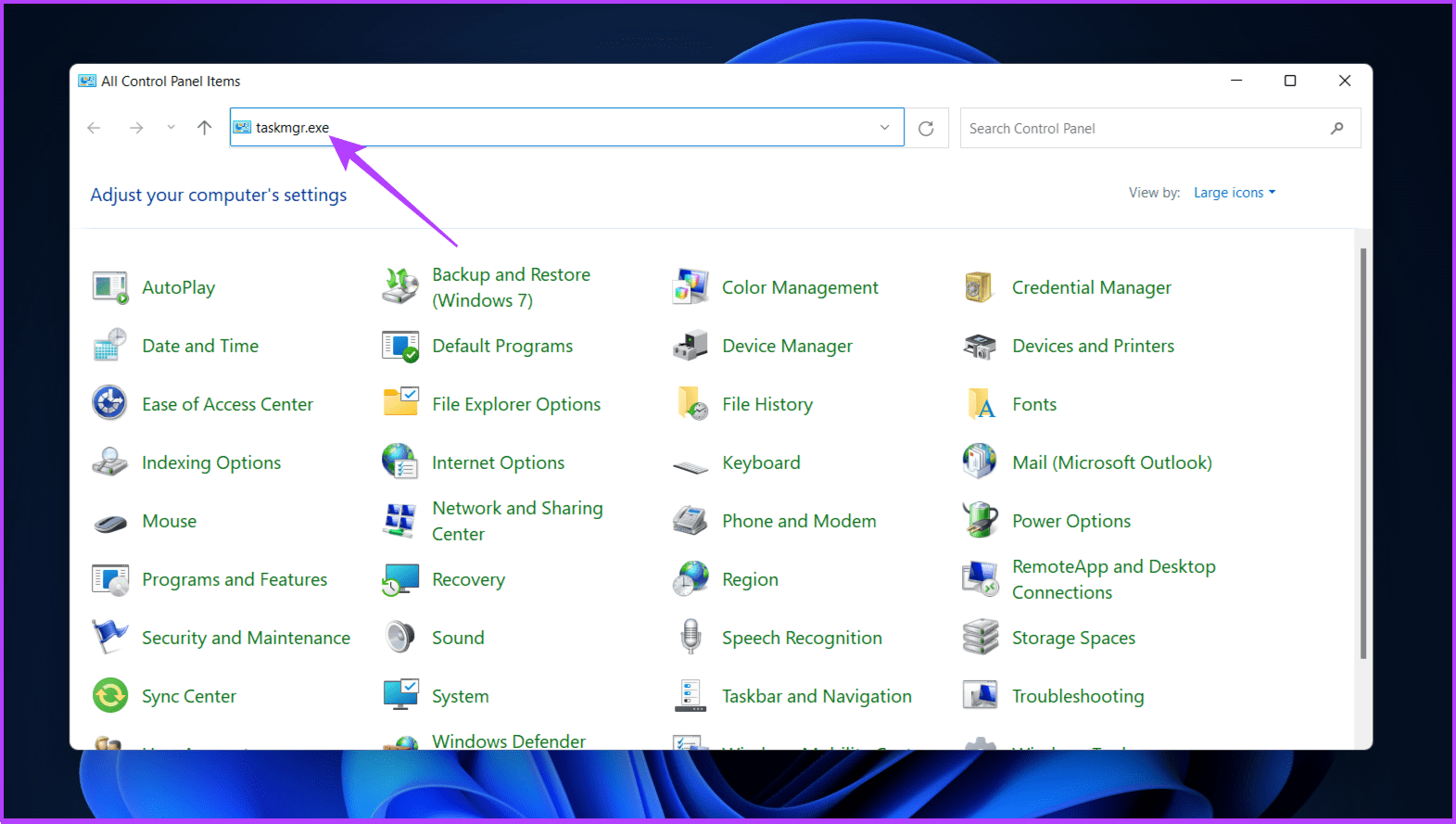 Type taskmgr.exe on the address bar