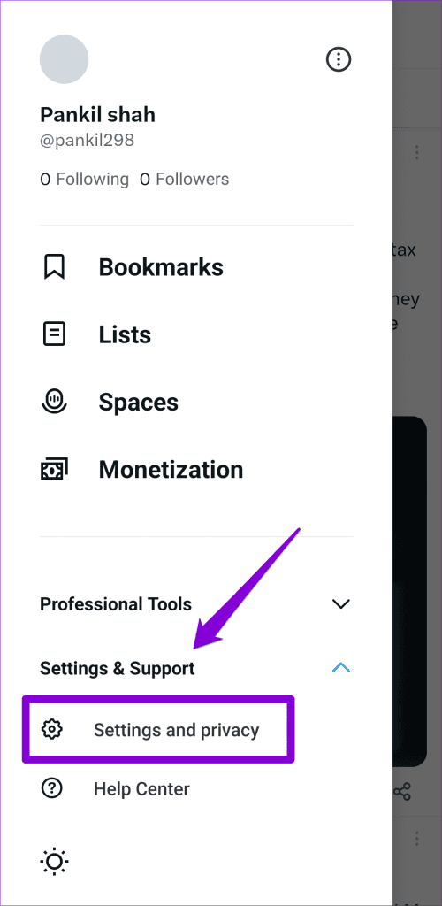 Open Twitter Settings