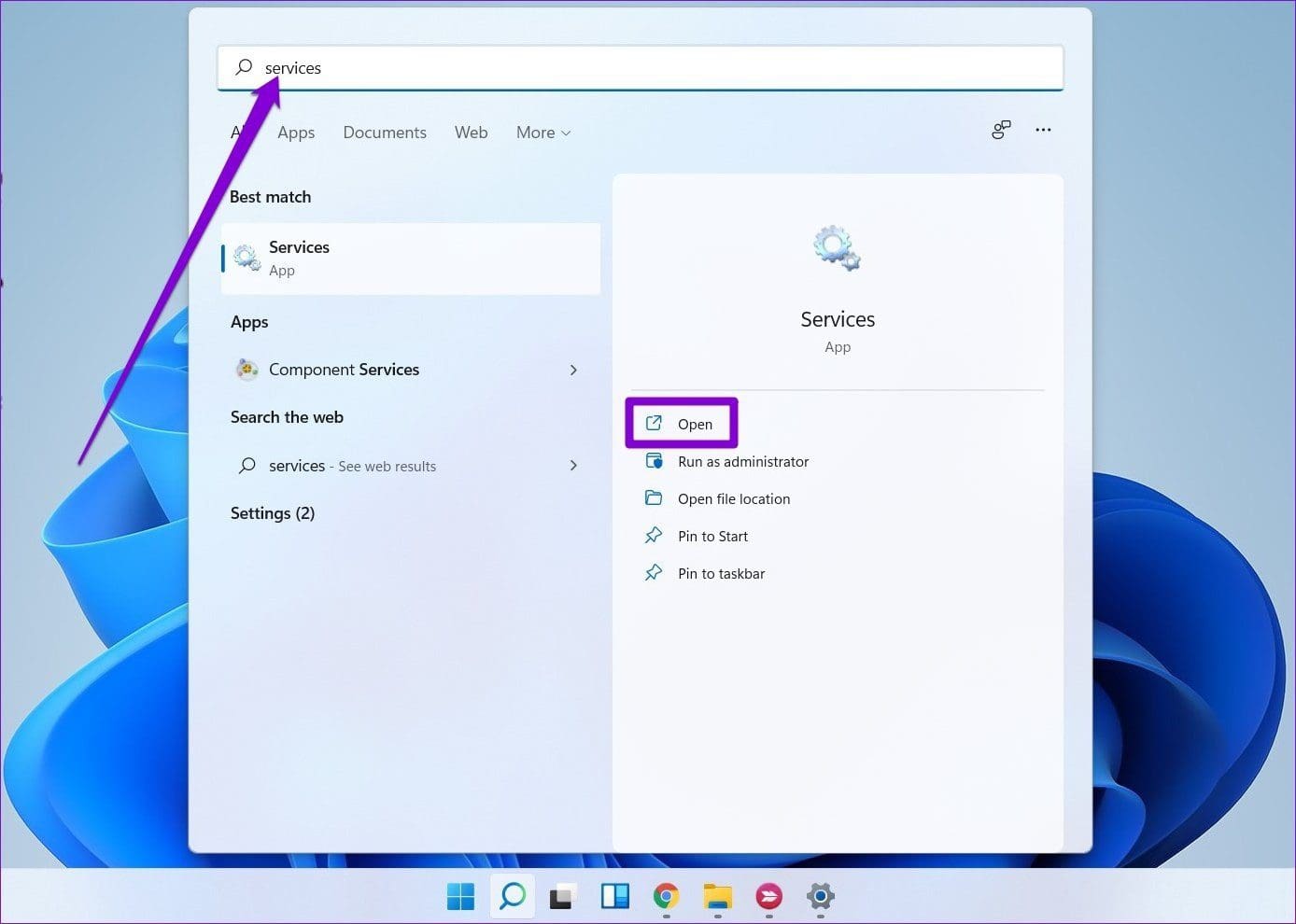 Open Windows Services