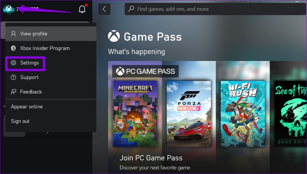 Open Xbox App Settings on Windows
