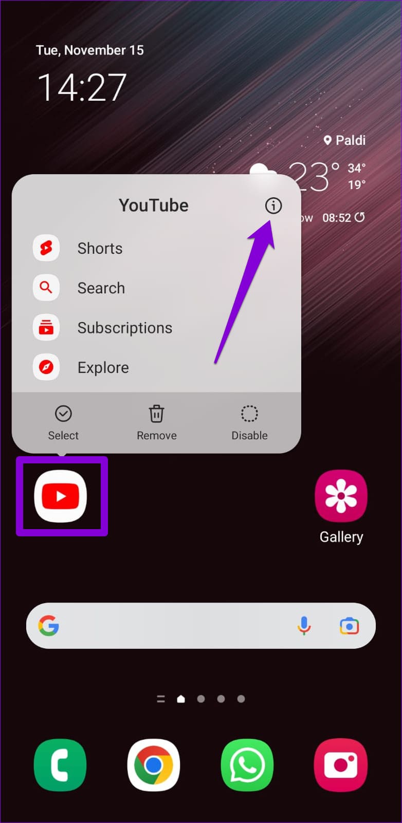 Open YouTube App Info