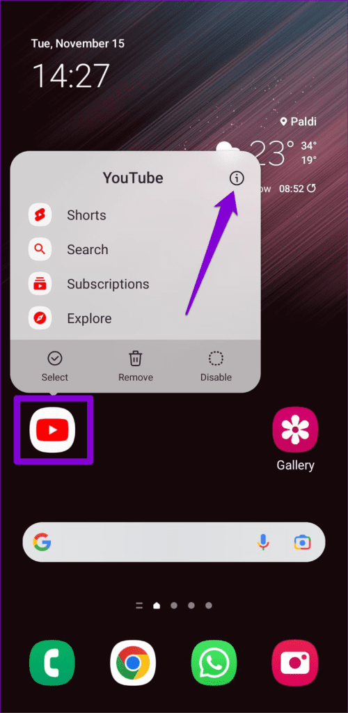 Open YouTube App Info