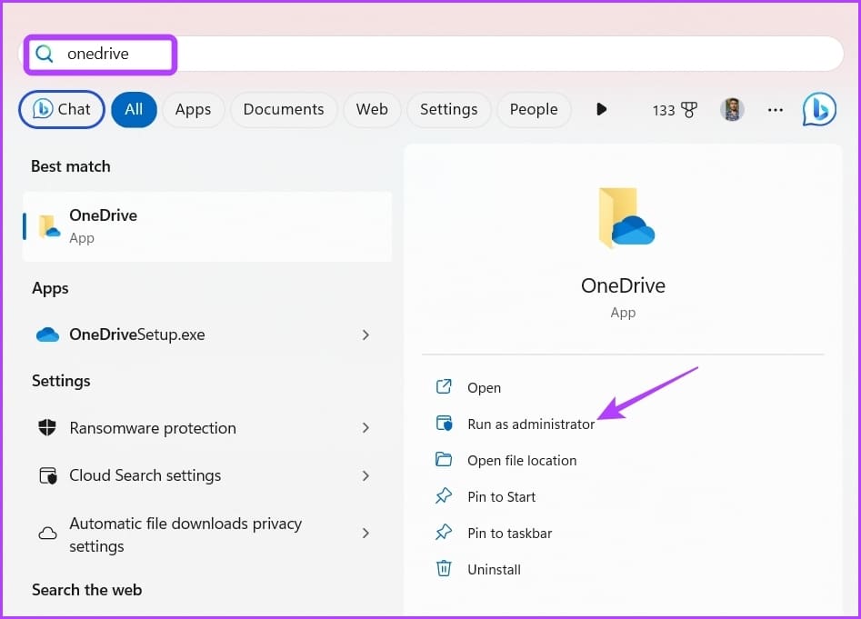 Open file location option in Start menu