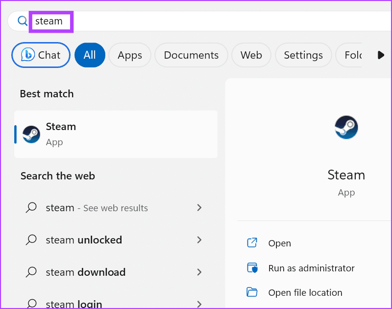 Open steam from start