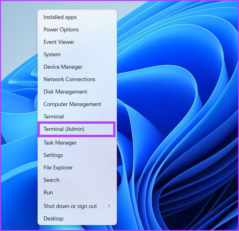 Power user menu