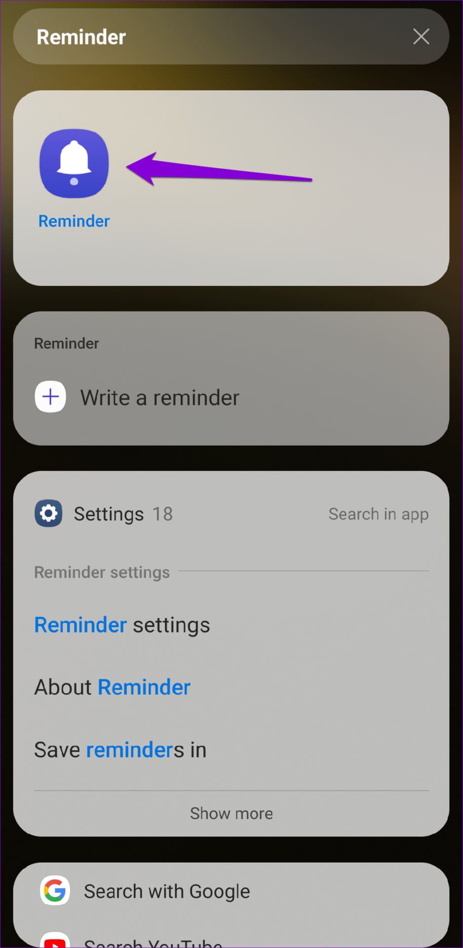 Open the Reminder App on Samsung Phone