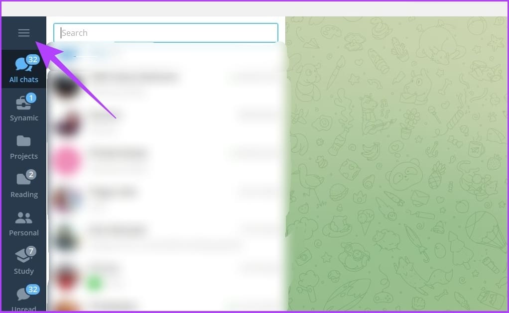 Open the Telegram app and click on the hamburger menu