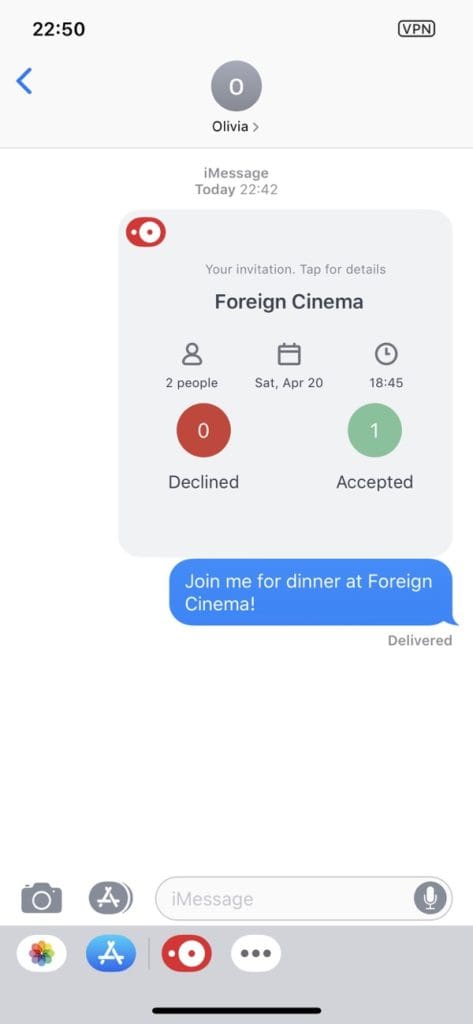 OpenTable for iMessage 