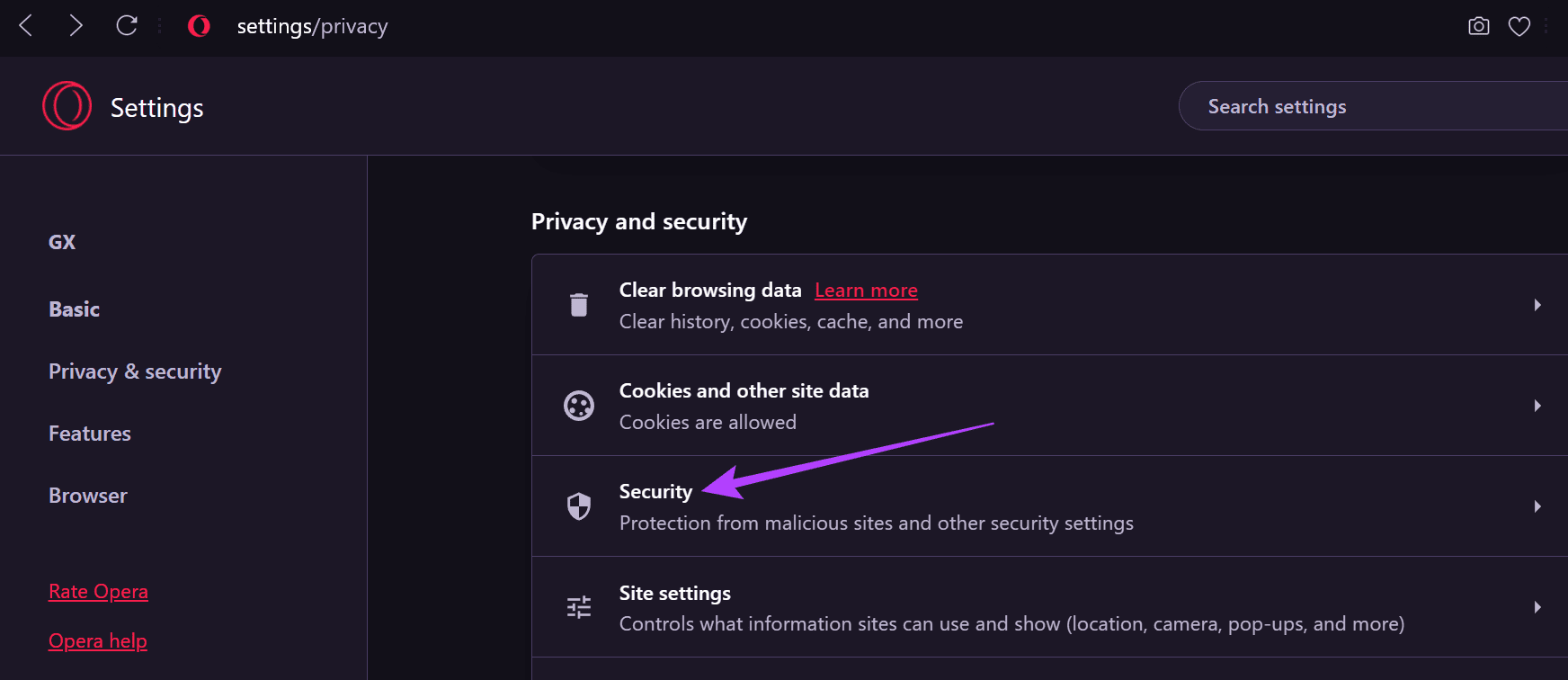 Anti-Malware and Anti-Phishing Opera GX