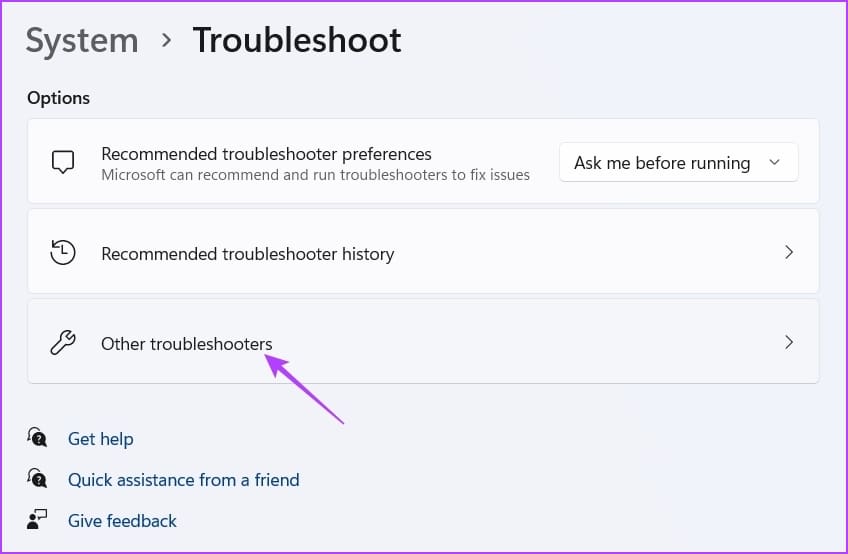Other troubleshooters in Settings