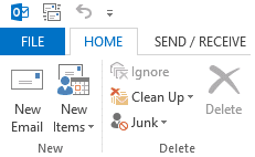 Oulook File Menu