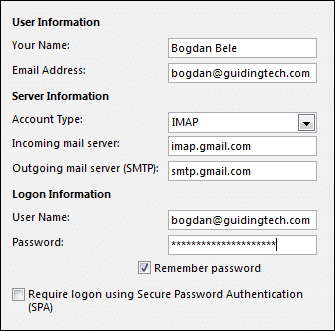 Outlook 2013 Google Apps Imap Settings