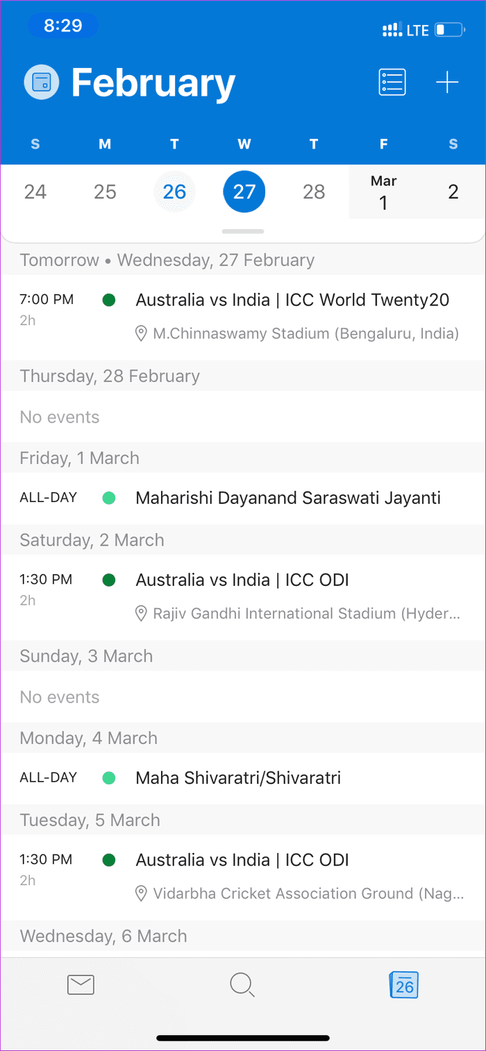 Outlook Calendar Example