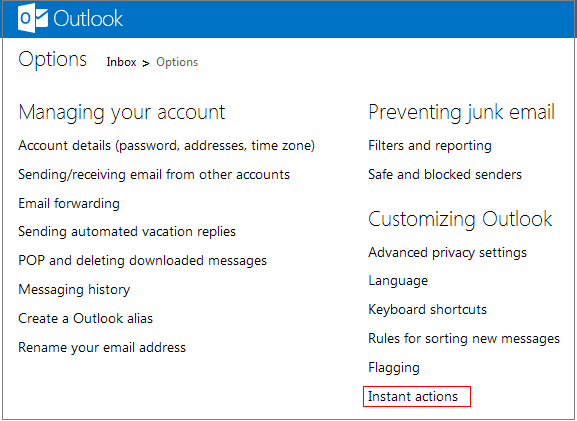 Outlook Customizing Options