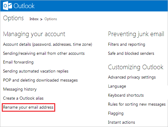 Outlook Rename Account