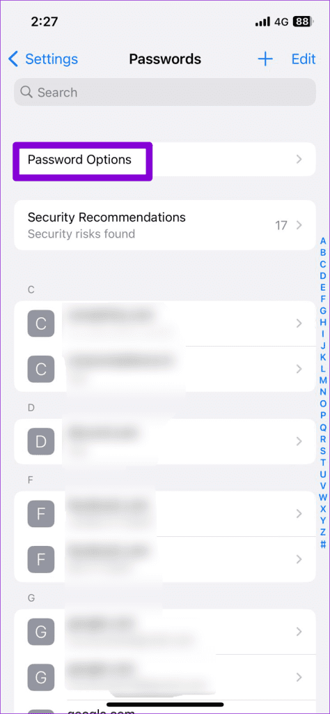 Password Options on iPhone